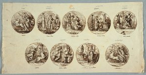 Projet de Décoration : Six Tondi avec Dieux Sacrificiels et Deux Victoires - Felice Giani