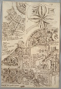 Études Décoratives de Plafonds avec Grotesques; Études de Monument avec Sceau Papal, Sisto V - Felice Giani
