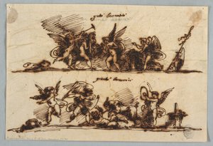 Conception pour deux frises avec putti
