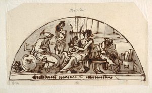 Conception pour une lunette avec allégorie de la poésie - Felice Giani