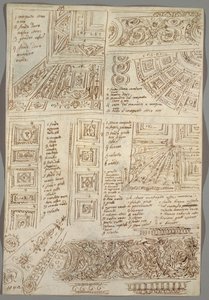 Quatre études décoratives de plafonds; Verso: Études anatomiques - Felice Giani