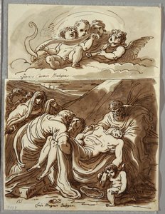 Quatre putti faisant de la musique, étude d