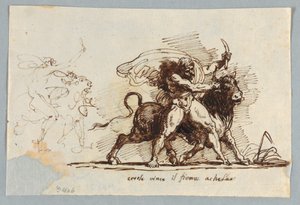 Hercule rend la corne du taureau Achéloüs