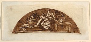 Lunette de la Sainte Famille avec Sainte Élisabeth et Saint Joseph - Felice Giani