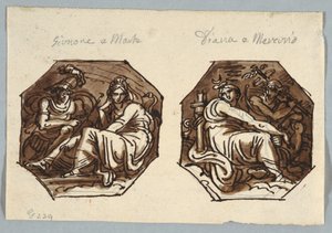 Mars et Junon ; Mercure et Diane en composition diagonale - Felice Giani