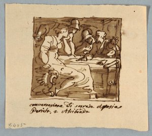 Socrate, Périclès, Alcibiade, Aspasie en discussion