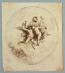 Deux putti volants avec attributs de Dionysos - Felice Giani