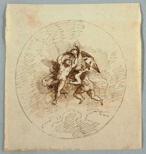 Deux putti volants avec des armes - Felice Giani