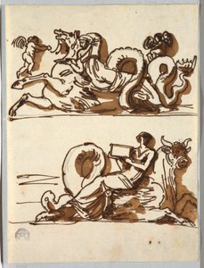 Deux frises avec femmes et monstres marins - Felice Giani