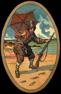 Robinson Crusoé : Illustration par Felician MYRBACH MYRBACH RHEINFELD (1853-1940) pour le livre de Daniel Defoe Robinson Crusoé. Sans date. Vers 1934