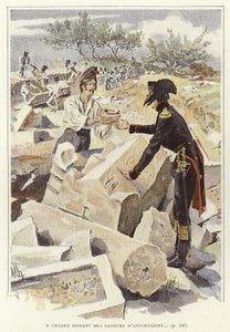 Un soldat passant un pot à un autre soldat parmi les ruines de Nicopolis - Felicien baron de Myrbach Rheinfeld