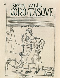Un jeune homme gardant des lamas et ramassant du bois (dessin à l