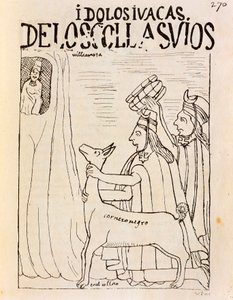 Offrande inca de lama aux idoles (gravure) - Felipe Huaman Poma de Ayala