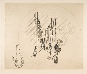 Décoration pour une assiette : Pluie, 1870 - Felix Bracquemond