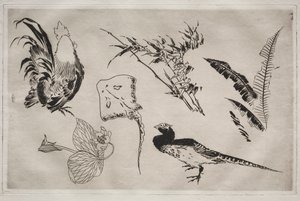 Service de table (service Rousseau) : Coqs, raie, plantes, etc. (n° 9) - Felix Bracquemond