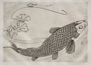 Service de table Rousseau : Grand poisson dans un style japonais n° 19, 1866 - Felix Bracquemond