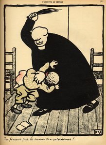 Un prêtre bat un garçon, de 