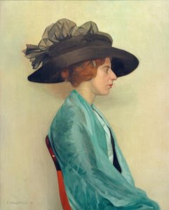 Jeune femme au chapeau noir