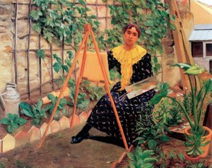 Jeune femme peignant