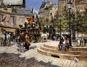 Une place animée de Paris, 1878