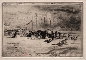 Une rafale à Trouville - Felix Hilaire Buhot