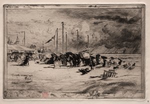 Une rafale à Trouville, 1874 - Felix Hilaire Buhot