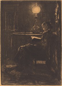 Liseuse à la Lampe - Felix Hilaire Buhot