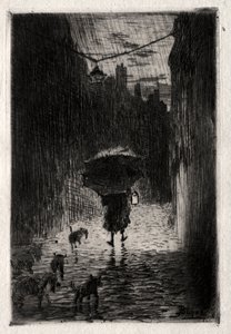 Pluie et Parapluie, vers 1875 - Felix Hilaire Buhot