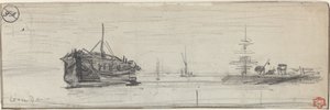 Expédition dans le port de Londres [recto], vers 1884 - Felix Hilaire Buhot