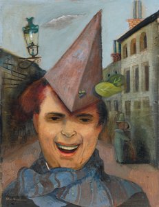 Autoportrait avec un Chapeau de Papier et une Écharpe Bleue