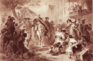 George Washington entrant à New York en 1783, gravé par Alexander Hay Ritchie (1822-1895)