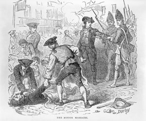 Le Massacre de Boston, 5 mars 1770, gravé par A. Bollett
