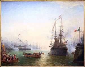 Toulon, visite du président Émile Loubet (1838-1929) aux ailes françaises et italiennes en avril 1901 - Félix Ziem