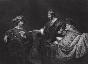 David envoie une lettre à Joab par Urie, II Samuel, Ch XI, v 14 (gravure) - Ferdinand (after) Bol