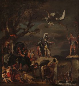 Les négociations de paix entre Claudius Civilis et Quintus Petillius Cerealis sur le pont démoli - Ferdinand Bol