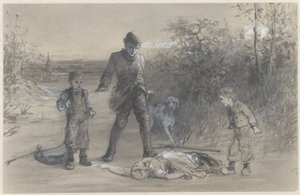 Teun le chasseur près du corps de Zijtje - Ferdinand Carl Sierich