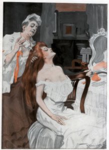 Femme se faisant coiffer, fin 19e-début 20e siècle - Ferdinand Freih van Reznicek