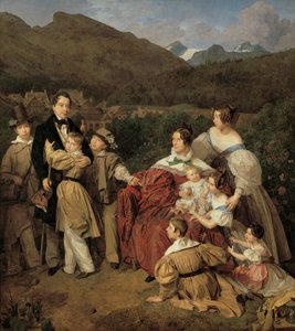 Le notaire Dr. Josef August Eltz avec sa femme Caroline, née Schaumburg, et leurs huit enfants à Ischl