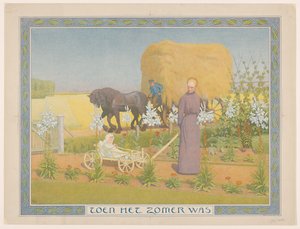 Femme avec enfant dans une charrette - Ferdinand Hart Nibbrig (signed by artist)