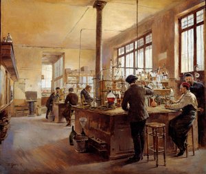 Le laboratoire municipal de la préfecture de police boulevard du Palais. Peinture de Ferdinand Joseph Gueldry - Ferdinand Joseph Gueldry