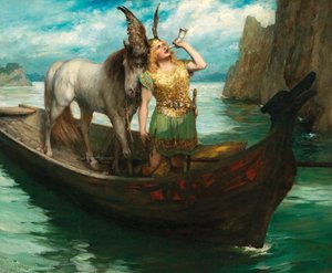 Le voyage de Siegfried au Rhin. Le Crépuscule des Dieux. Chanteur Hubert Leuer en Siegfried, 1908 - Ferdinand Leeke
