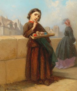 Fille avec des allumettes sur la rive de la Seine - Ferdinand Marohn