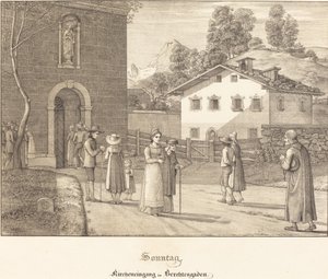 Sonntag - Kircheneingang in Berchtesgaden - Ferdinand Olivier