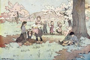 Enfants cueillant des fleurs des champs, dans Imagier de l