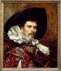 Un arquebusier au XVIIe siècle. Peinture de Ferdinand Roybet (1840-1920) XIXe siècle. Lyon, Musée des Beaux-Arts