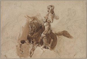 Figure armée à cheval recto, vers 1828