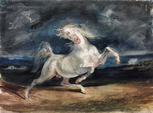 Cheval effrayé par la foudre