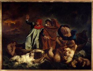 Dante et Virgile ou la barque de Dante. Illustration pour le chant VIII de La Divine Comédie - Ferdinand Victor Eugene Delacroix