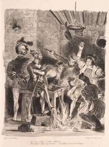 Illustrations pour Faust : Méphistophélès dans la taverne des étudiants, 1828 - Ferdinand Victor Eugene Delacroix
