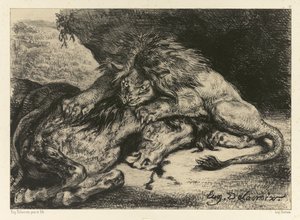 Lion dévorant un cheval